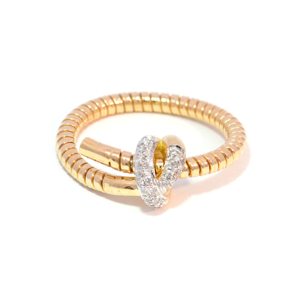 ANILLO NODO DIAMANTES-0.09ct GVS 4.1gr. AMARILLO/BLANCO 18K