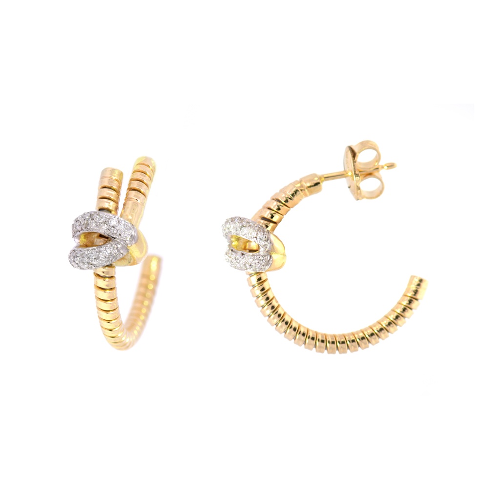ARETES NODO DIAMANTES-0.22ct GVS 8.62gr. ORO AMARILLO/BLANCO 18K