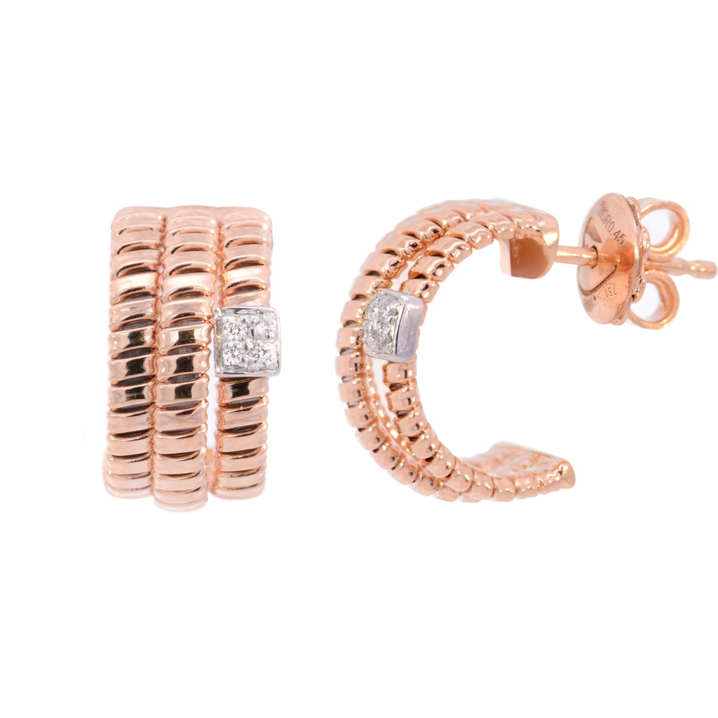 ARETES CULT DIAMANTES-0.06ct GVS 6.0gr. ORO ROSA/BLANCO 18K