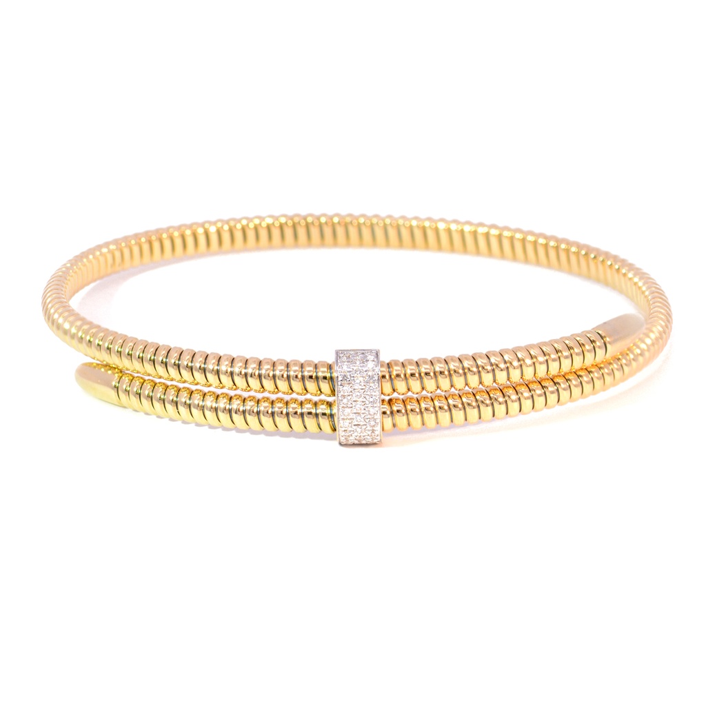 BRAZALETE BASIC DIAMANTES-0.15ct GVS 10.3gr. ORO AMARILLO/BLANCO 18K