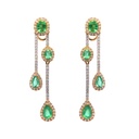 ARETES Halo 8-ESMERALDAS Oval/Pera-2.03ct DIAMANTES-0.85ct 5.1gr. ORO AMARILLO/BLANCO 18K