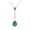 GARGANTILLA 2-ESMERALDAS Pera/3.55ct DIAMANTES-1.22ct 6.1gr. 40/43cm ORO AMARILLO 18K