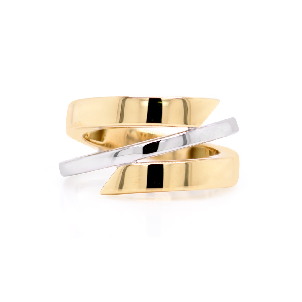 ANILLO MONSTER 3-BANDAS #7 7.8gr. ORO AMARILLO/BLANCO 18K  