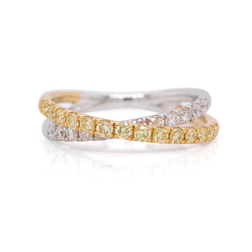 ANILLO "DOUBLE/COMA" DIAMANTES-Amarillo/Blanco-0.72ct 3.4 ORO BLANCO/AMARILLO 18K
