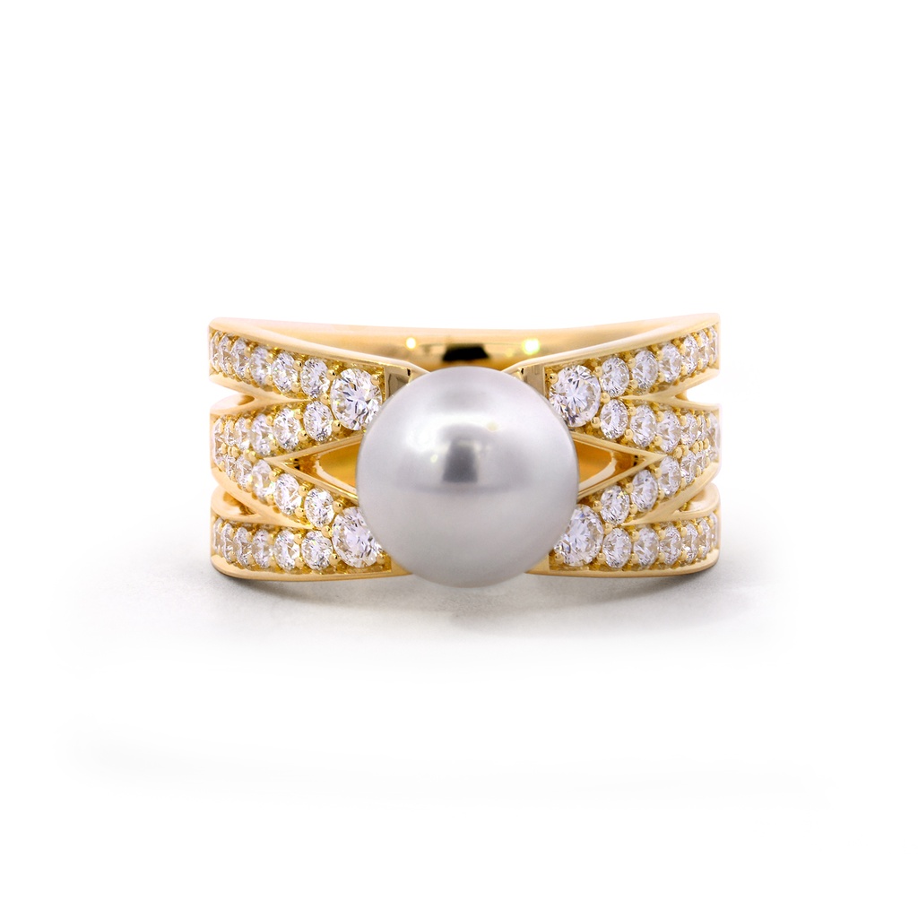 ANILLO MIKIMOTO AKOYA A+ 8.75MM DIAMONDS-0.87ct 12.9gr 18K