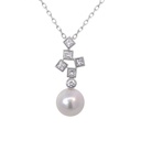 Gargantilla MIKIMOTO Diamond Drop AKOYA 8.0MM A+ DIAMANTES-0.35ct 41/46cm 4.5gr 18K