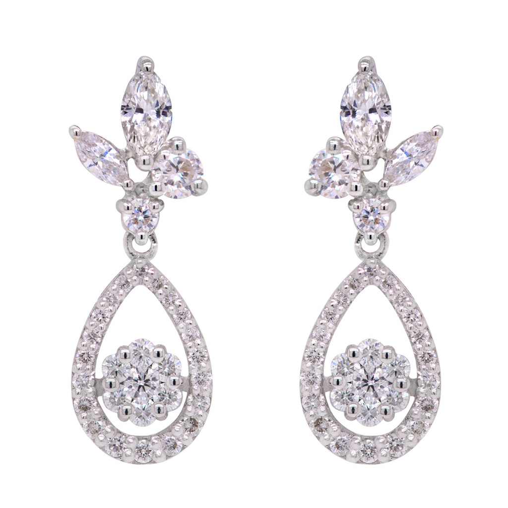 ARETES  60-DIAMANTES Talla/Brillante 0.66ct, 2-DIAMANTES Talla/Marquis 0.25ct, 3.62gr. ORO BLANCO 18K