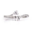 ANILLO “Tu y Yo“ 2-DIAMANTES Talla/Pera 0.31ct, 16 -DIAMANTES 0.11ct  1.79gr ORO Blanco 18K