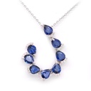 GARGANTILLA CON DIJE 8-ZAFIROS Talla/Pera 2.10ct, 24-DIAMANTES 0.08ct  5.16gr ORO Blanco 18K