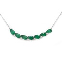 GARGANTILLA c/DIJE 7-ESMERALDAS Talla/Pera 1.36ct, 6-DIAMANTES 0.07ct  42cm 3.0gr ORO Blanco 18K
