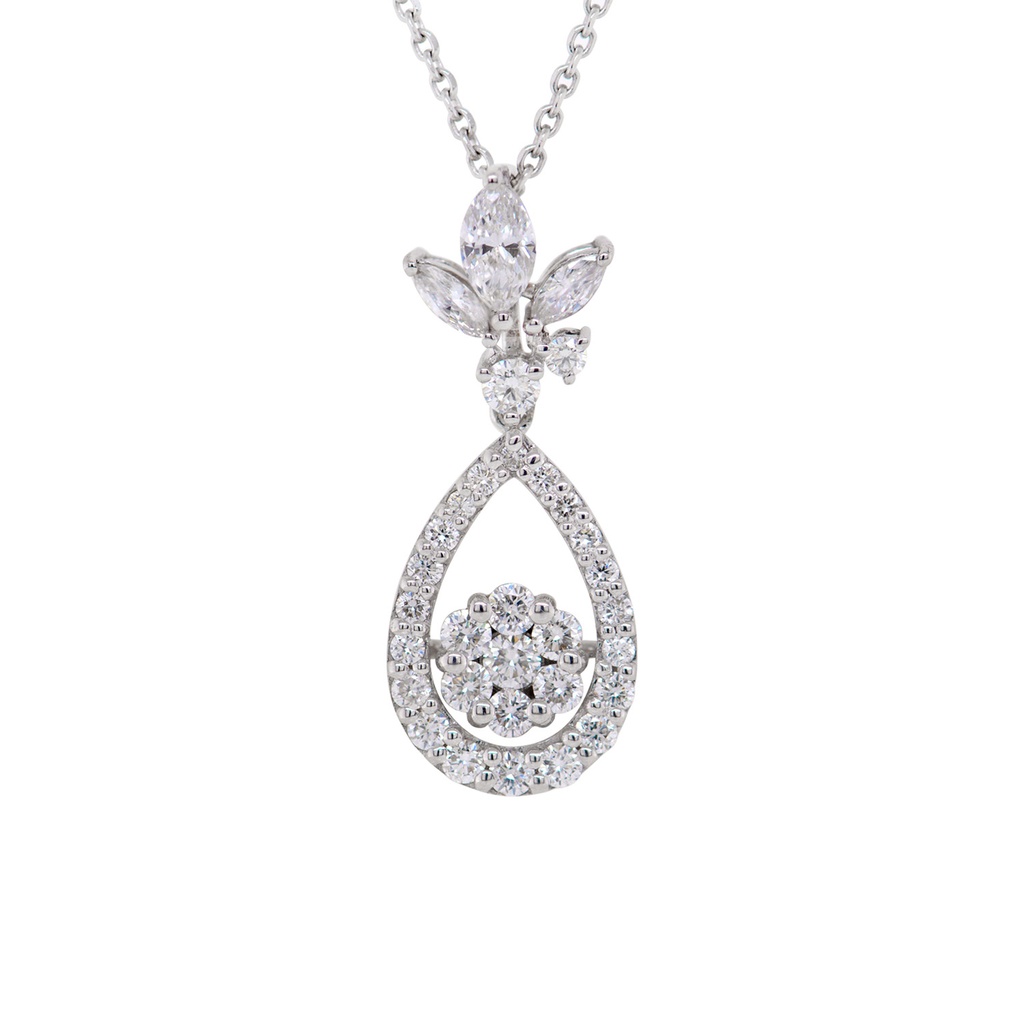 GARGANTILLA CON DIJE 33-DIAMANTES Talla/Brillante 0.62ct, 1-DIAMANTES Talla/Marquis 0.14ct, 3.9gr. ORO BLANCO 18K