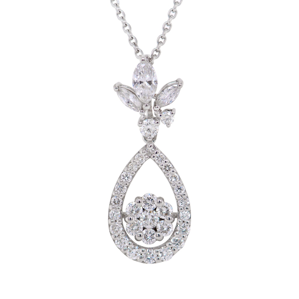 GARGANTILLA CON DIJE 33-DIAMANTES Talla/Brillante 0.62ct, 1-DIAMANTES Talla/Marquis 0.14ct, 3.9gr. ORO BLANCO 18K