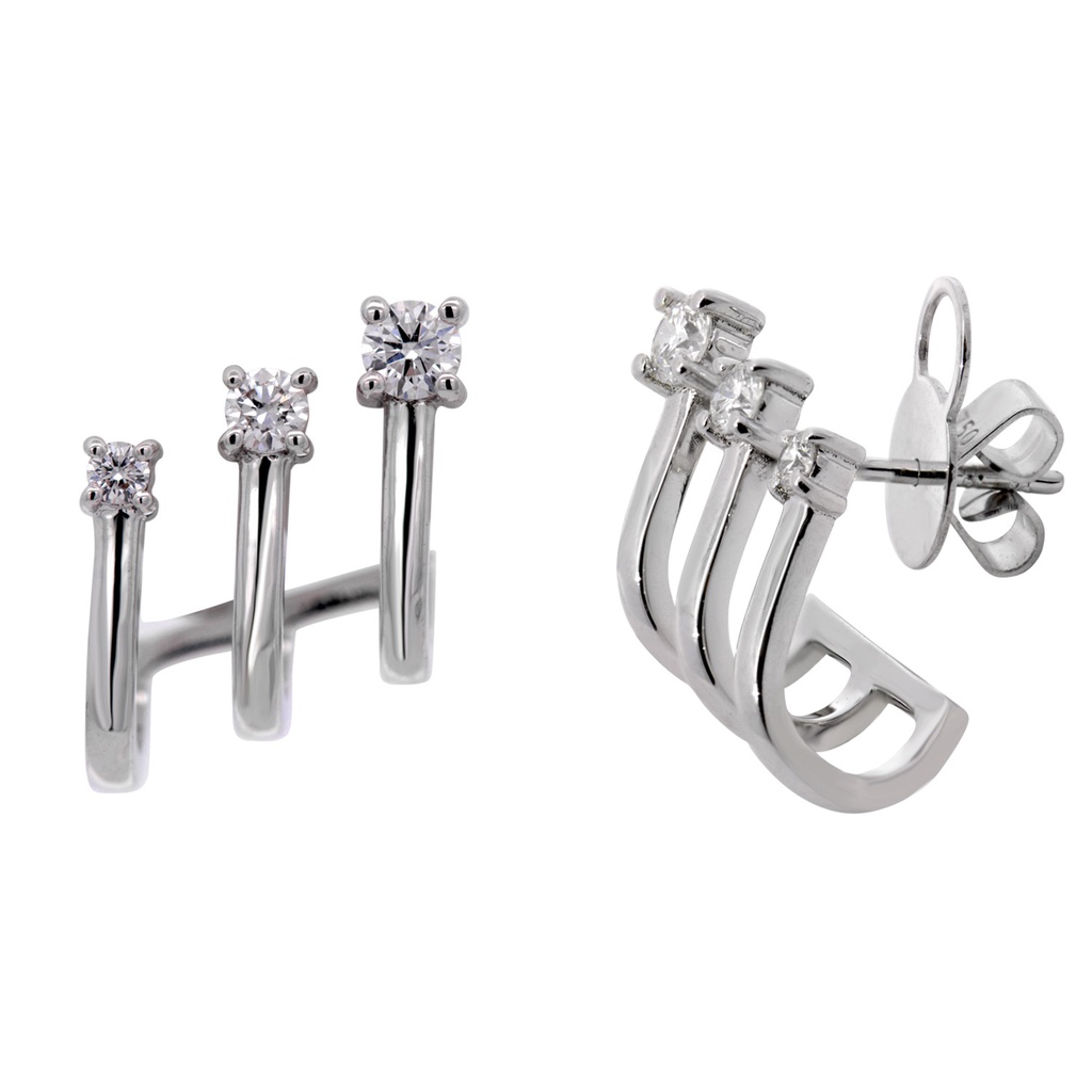 ARETES 6-DIAMANTES Talla/Brillante 0.48ct, 5.28gr ORO BLANCO 18K