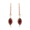ARETES “MARIA DE LUJO“ GRANATES Marquise - 1.21ct, DIAMANTES-0.16ct VSG, 2.70 ORO AMARILLO 18K