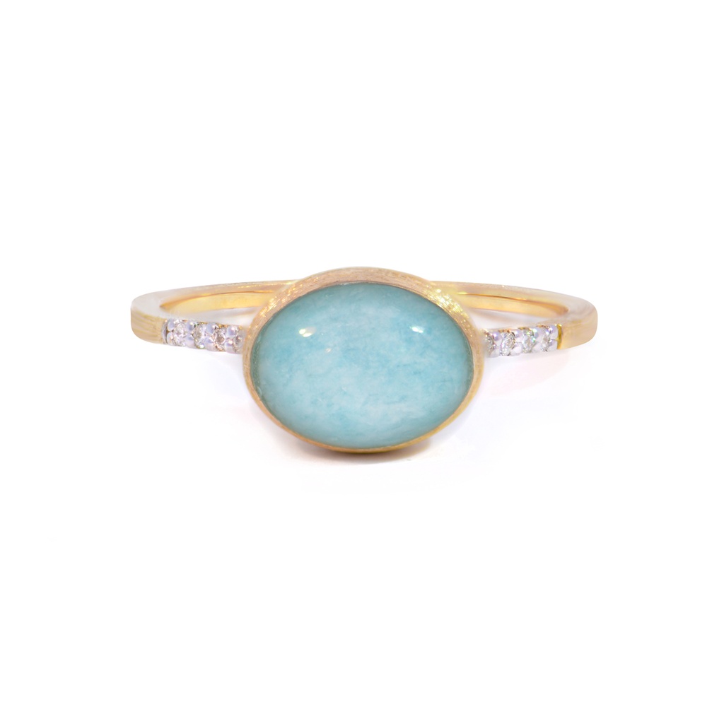 ANILLO NANIS BOULES AMAZONITA-1.75ct DIAMANTES-0.05ct GVS 2.2gr ORO AMARILLO/BLANCO 18K