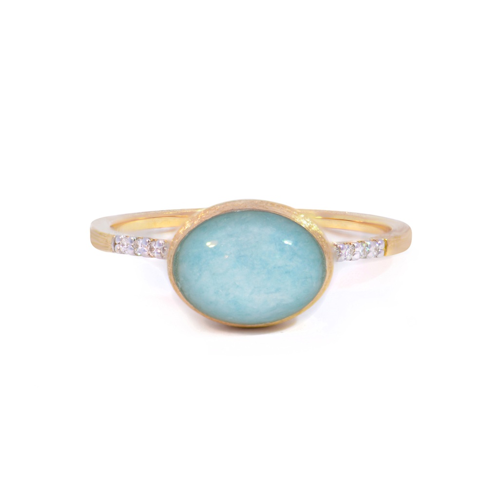 ANILLO NANIS BOULES AMAZONITA-1.75ct DIAMANTES-0.05ct GVS 2.2gr ORO AMARILLO/BLANCO 18K