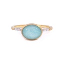 ANILLO NANIS BOULES AMAZONITA-1.75ct DIAMANTES-0.05ct GVS 2.2gr ORO AMARILLO/BLANCO 18K