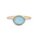 ANILLO NANIS BOULES AMAZONITA-1.75ct DIAMANTES-0.05ct GVS 2.2gr ORO AMARILLO/BLANCO 18K