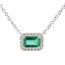 GARGANTILLA HALO ESMERALDA/ Octágono-0.42ct DIAMANTES-0.08ct GVS 40/45cm. 3.2gr. ORO BLANCO 18K
