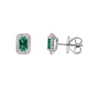 ARETES HALO ESMERALDA/ Octágono-0.50ct DIAMANTES-0.11ct GVS 1.7gr. ORO BLANCO 18K