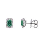 ARETES HALO ESMERALDA/ Octágono-0.50ct DIAMANTES-0.11ct GVS 1.7gr. ORO BLANCO 18K