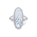 ANILLO Halo Colori TOPACIO AZUL/SKY-8.05ct DIAMANTES-0.17ct 4.9gr. ORO BLANCO 18K