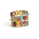 Anillo BRUMANI Looping Shine DIAMANTE-0.14ct MULTI/GEMAS 13.2gr ORO AMARILLO/BLANCO 18K 