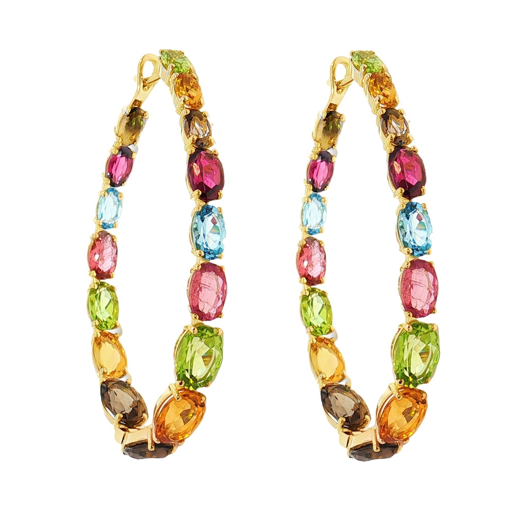 Arracadas BRUMANI Looping Shine MULTI/GEMAS 9.2gr ORO AMARILLO 18K
