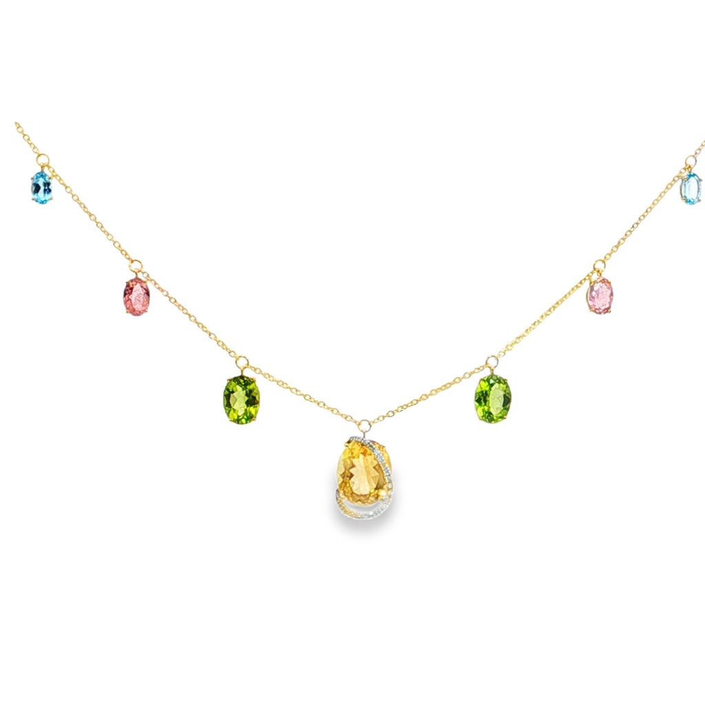 Gargantilla BRUMANI Looping Shine DIAMANTE-0.10ct MULTI/GEMAS 8.0gr 39/41/43cm ORO AMARILLO/BLANCO 18K