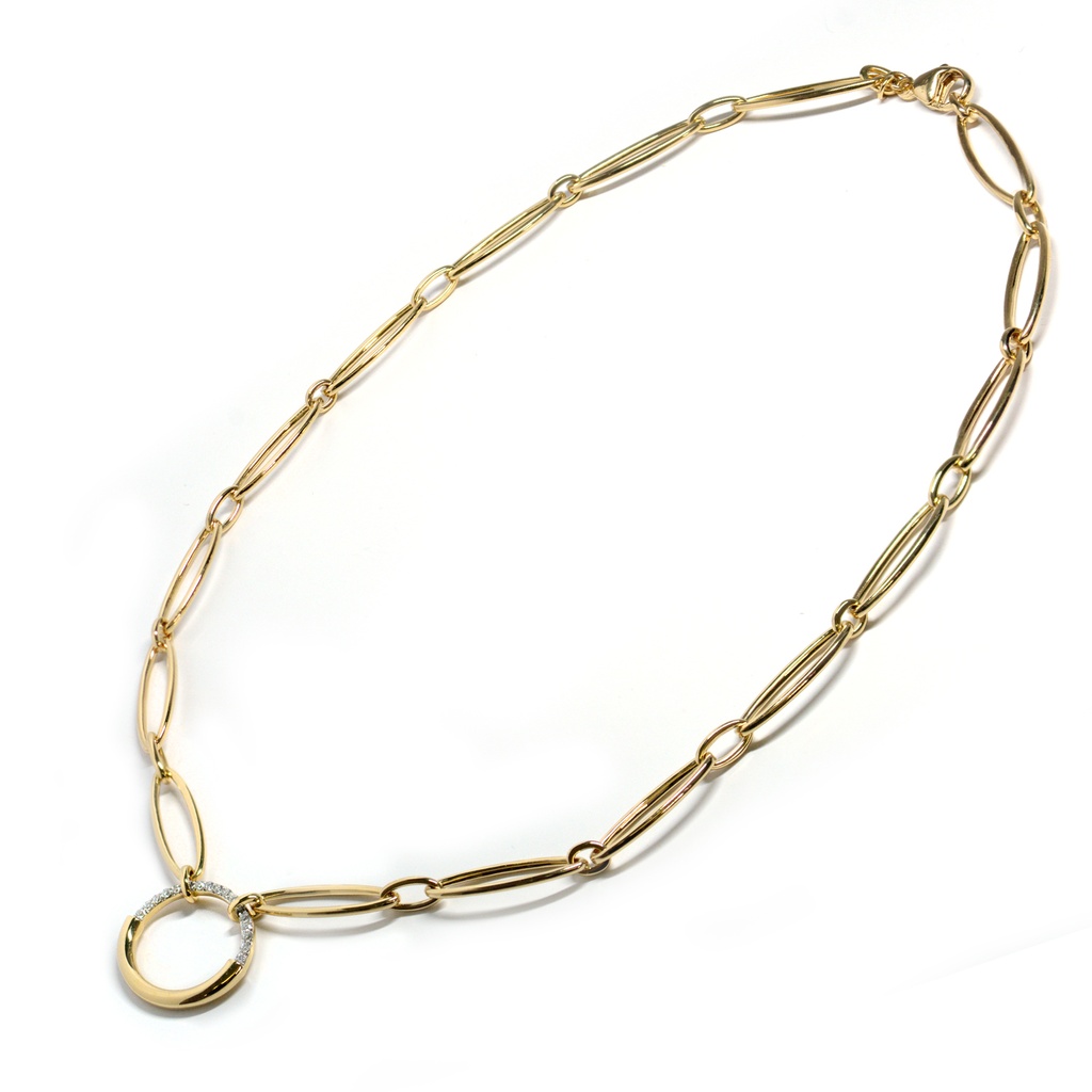 Gargantilla "O" DIAMANTE-0.30ct H/SI 45cm 30.4gr ORO AMARILLO/BLANCO 18K