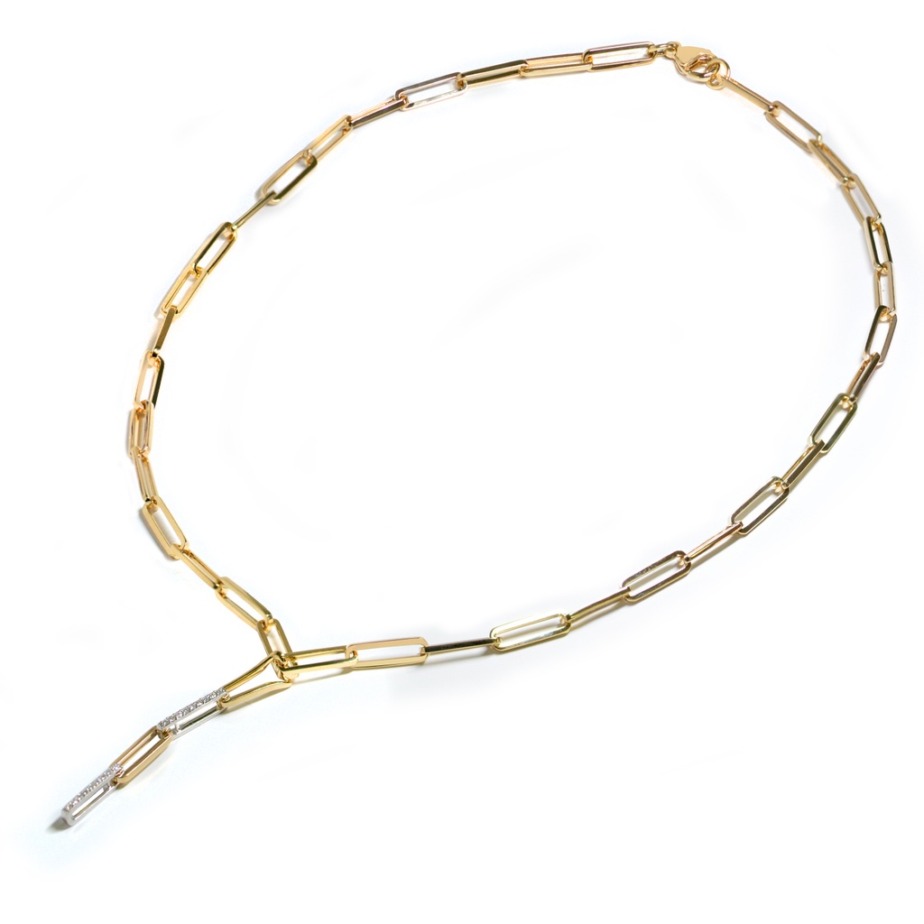 Gargantilla "LINK" DIAMANTES-0.14ct H/SI 26.0gr 45cm ORO AMARILLO/BLANCO 18K 