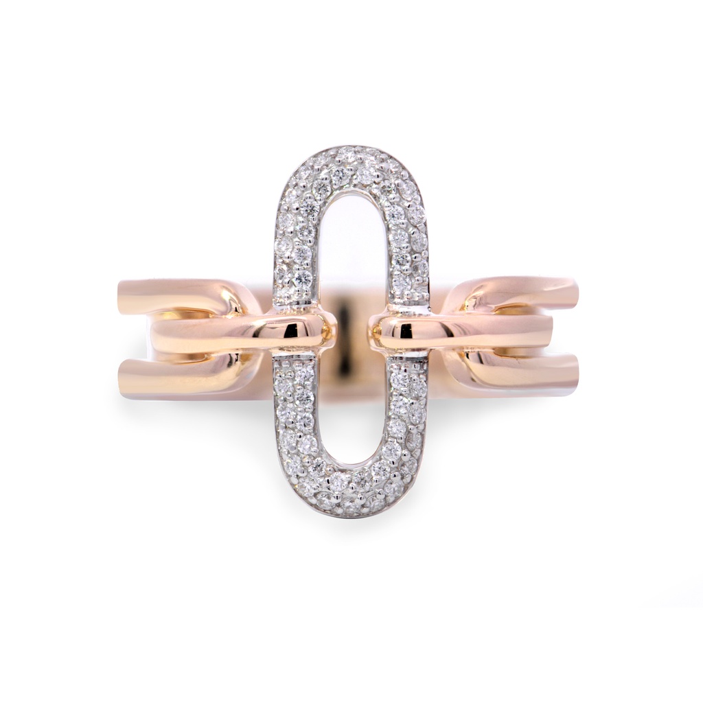 Anillo "OVAL LINK" DIAMANTES-0.22ct H/SI 7.2gr ORO ROSA/BLANCO 18K