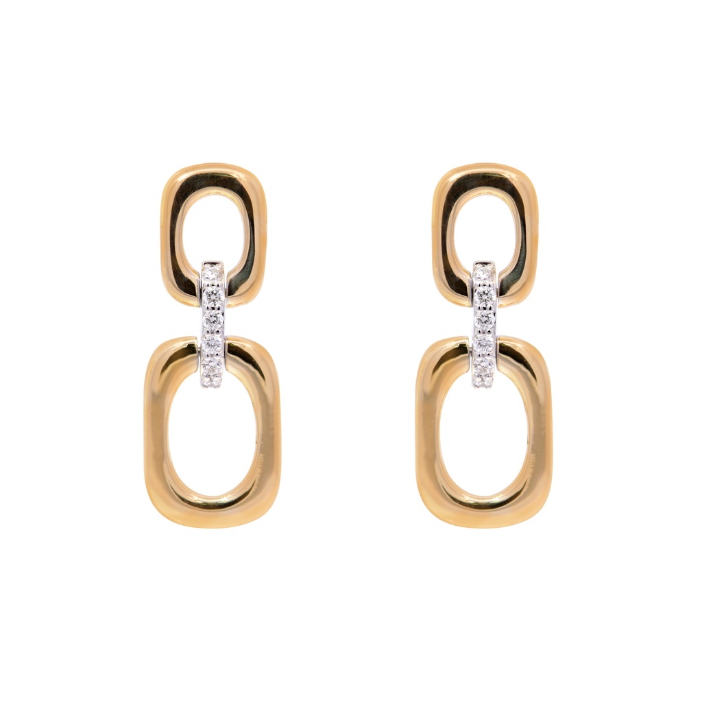 Aretes DIAMANTE-0.18ct H/SI 8.8gr ORO AMARILLO/BLANCO 18K