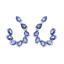 ARETES 16-ZAFIROS Talla/Pera 4.23ct, 48-DIAMANTES Talla/Brillante 0.15ct, 6.8gr ORO BLANCO 18K