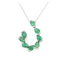 Gargantilla c/Dije 8-ESMERALDAS Talla/Pera 2.24Ct, 24-DIAMANTES 0.08ct  42cm ORO Blanco 18K