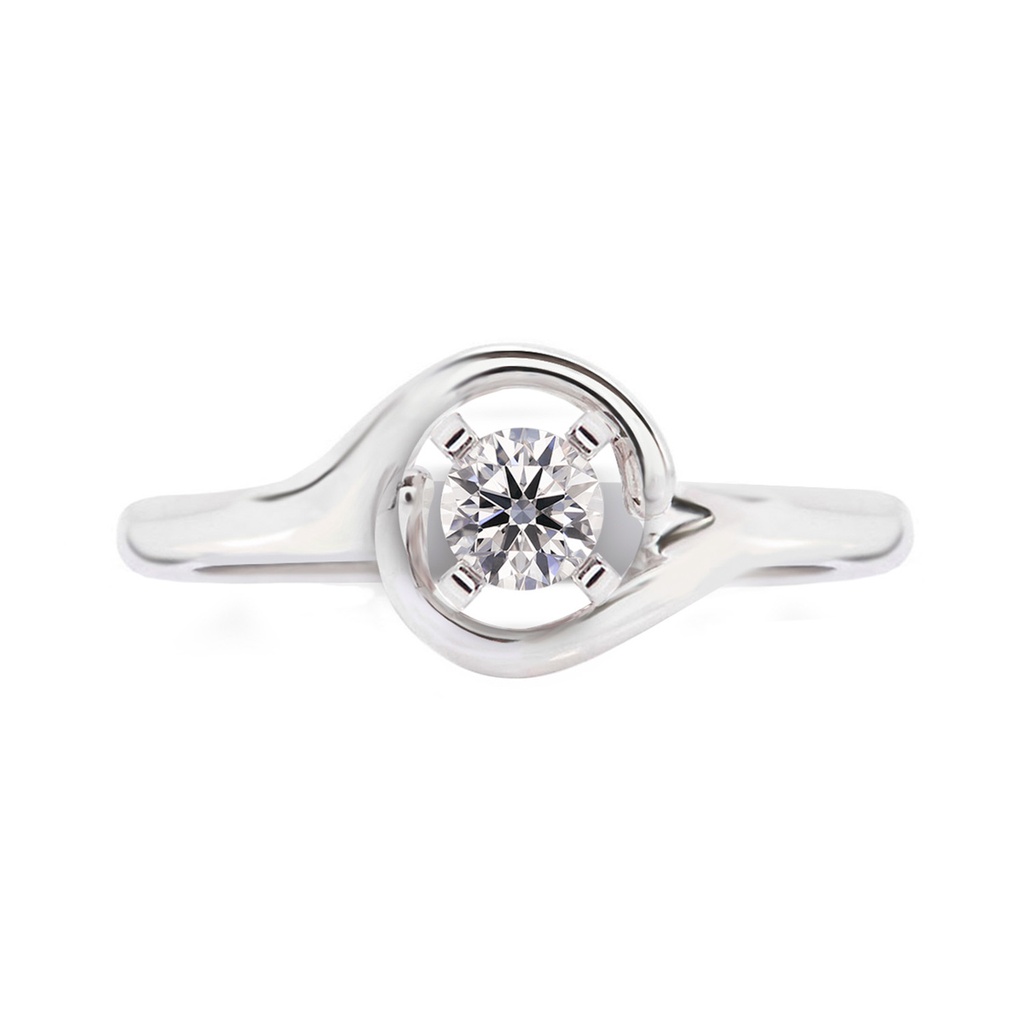 [CYC] Anillo de Compromiso Abracci con un diamante natural Corte Ideal Original 1/4ct VS2/I en oro blanco 18K