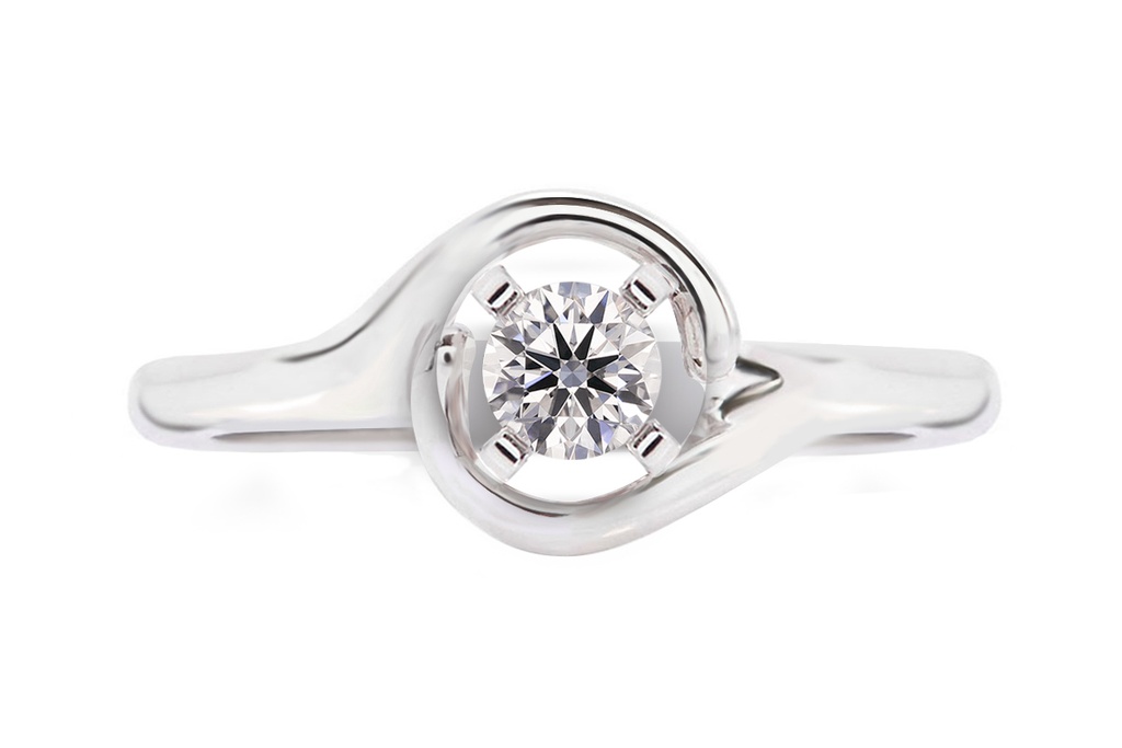 [CYC] Anillo de Compromiso Abracci con un diamante natural Corte Ideal Original 1/4ct VS2/I en oro blanco 18K