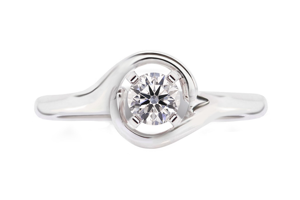 [CYC] Anillo de Compromiso Abracci con un diamante natural Corte Ideal Original 1/3ct VS2/I en oro blanco 18K