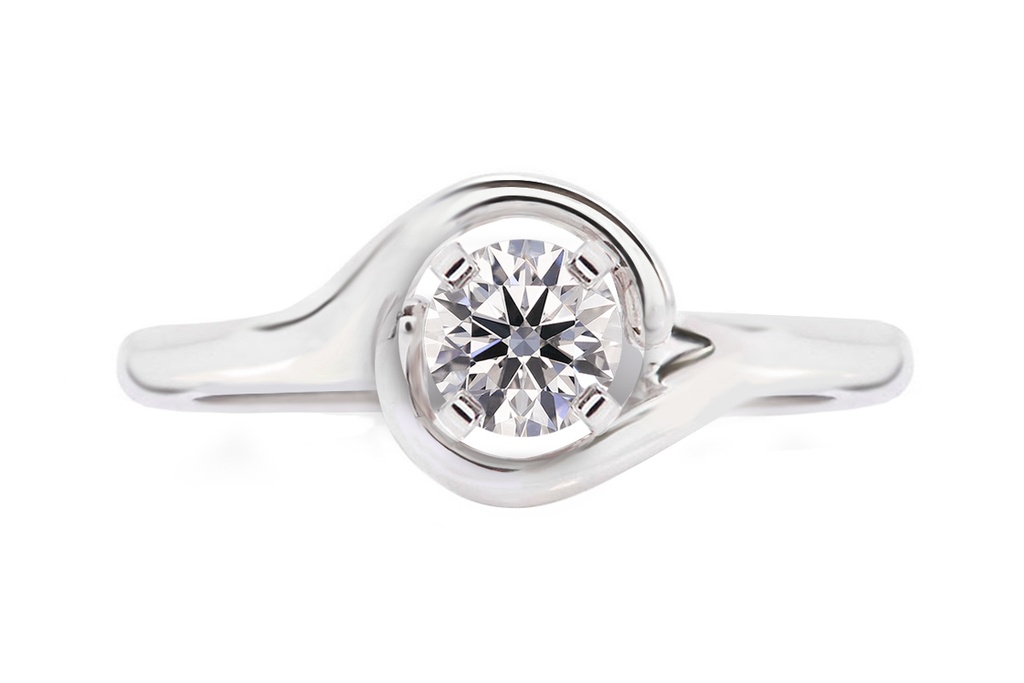 [CYC] Anillo de Compromiso Abracci con un diamante natural Corte Ideal Original 1/2ct VS2/I en oro blanco 18K