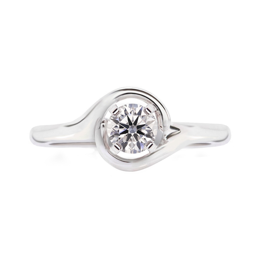 [CYC] Anillo de Compromiso Abracci con un diamante natural Corte Ideal Original 1/2ct VS2/I en oro blanco 18K