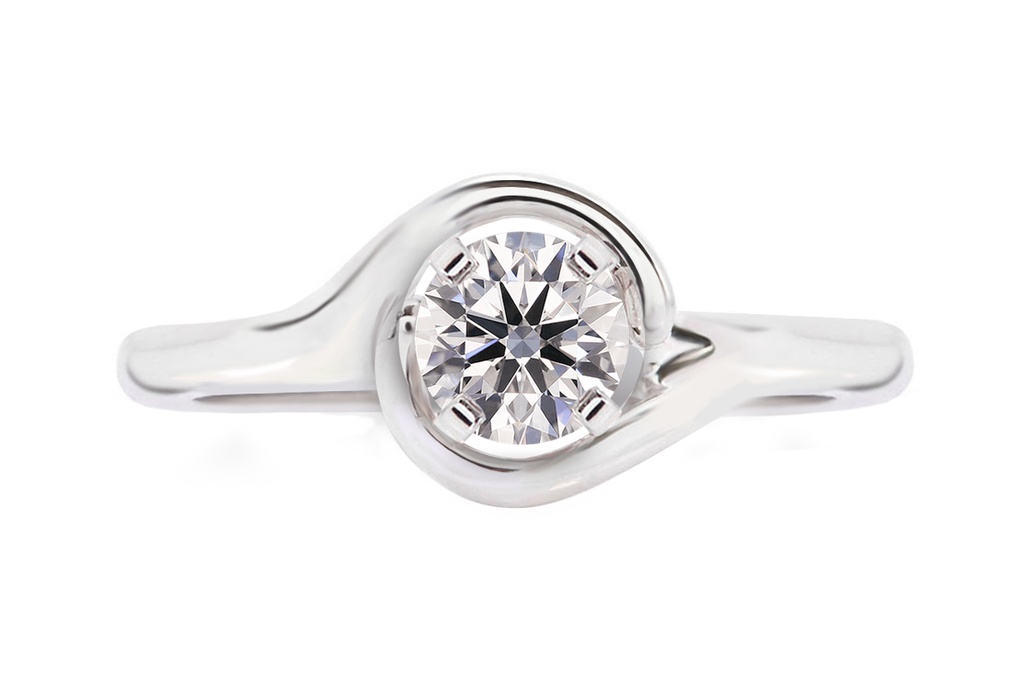 [CYC] Anillo de Compromiso Abracci con un diamante natural Corte Ideal Original 2/3ct VS2/I en oro blanco 18K