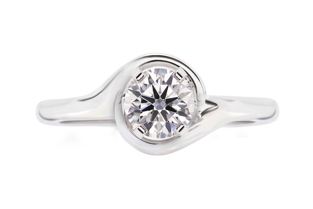 [CYC] Anillo de Compromiso Abracci con un diamante natural Corte Ideal Original 3/4ct VS2/I en oro blanco 18K