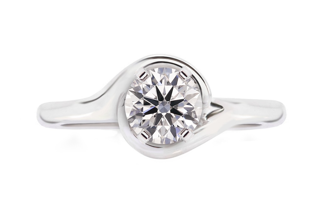 [CYC] Anillo de Compromiso Abracci con un diamante natural Corte Ideal Original 1ct VS2/I en oro blanco 18K