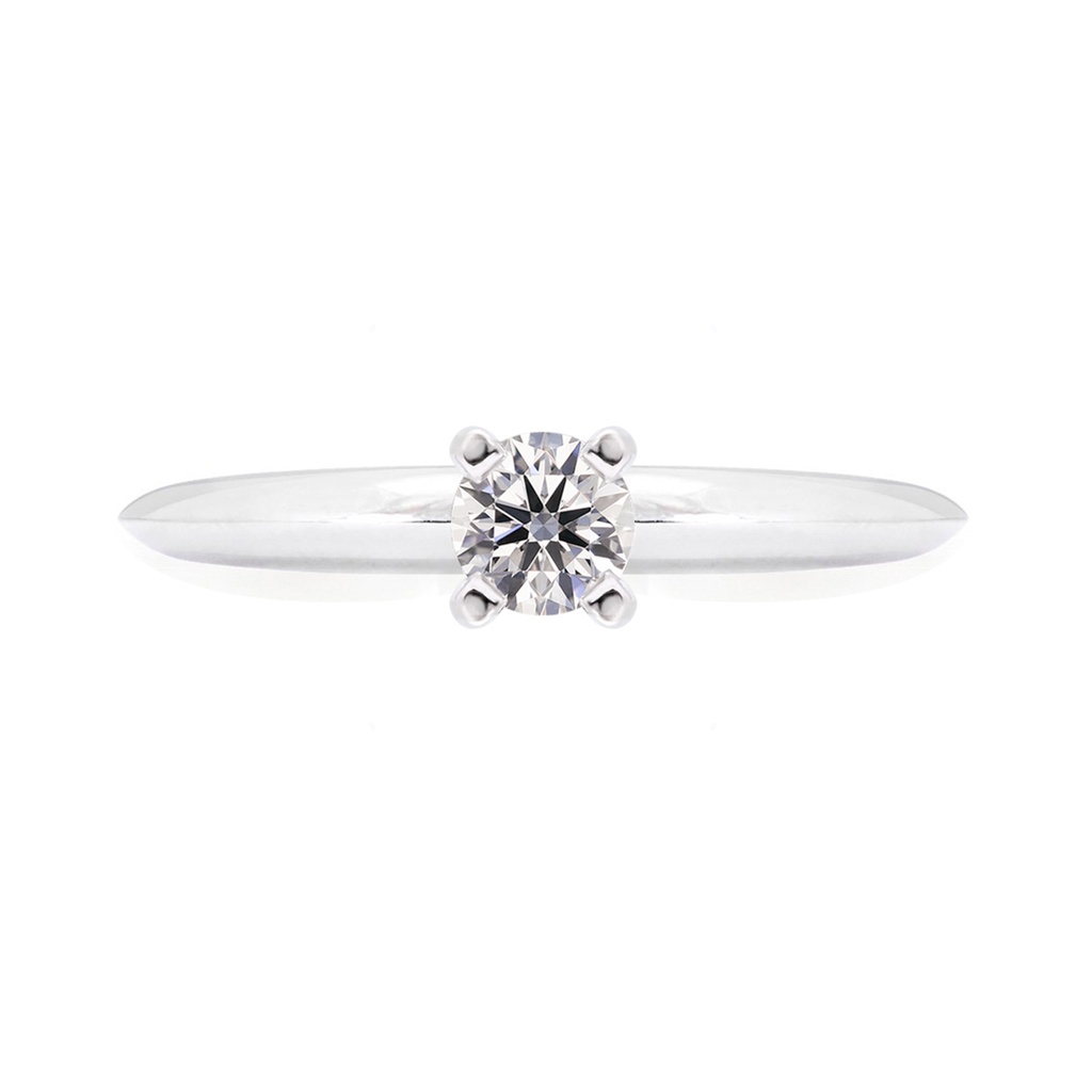 [CYC] Anillo de Compromiso Baby con un diamante natural Corte Ideal Original 1/4ct VS2/I en oro blanco 18K