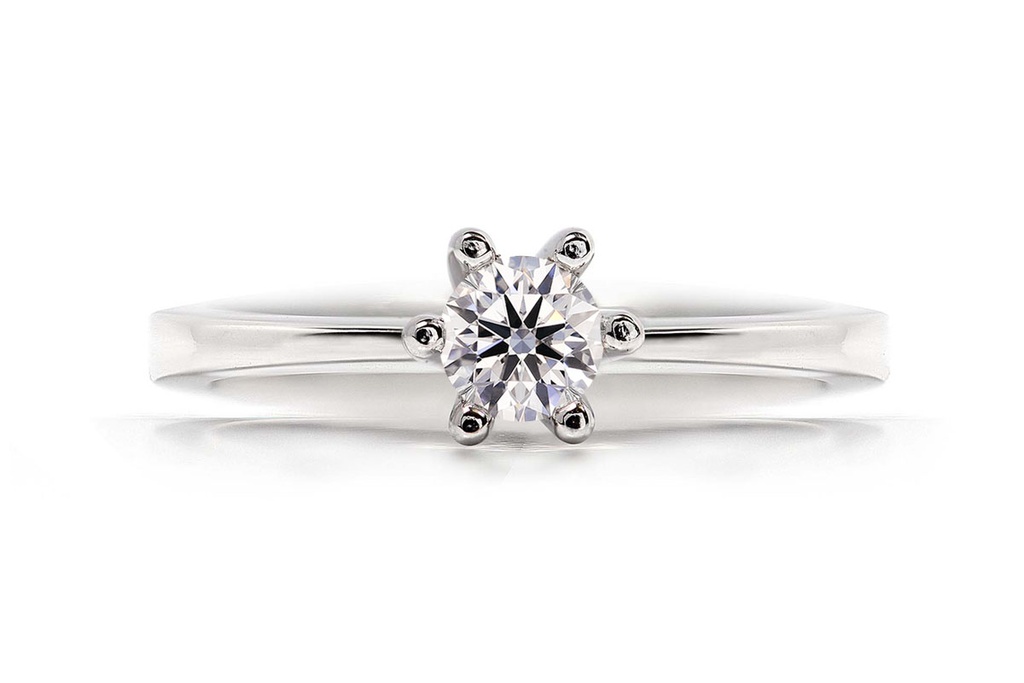 [CYC] Anillo de Compromiso Love con un diamante natural Corte Ideal Original 1/4ct VS2/I en oro blanco 18K