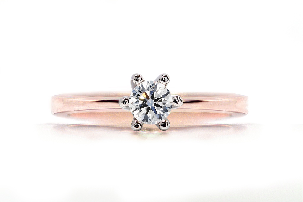 [CYC] Anillo de Compromiso Love con un diamante natural Corte Ideal Original 1/4ct VS2/I en oro rosa 18K