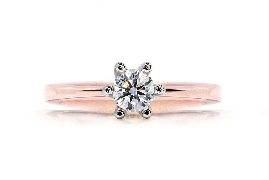 [CYC] Anillo de Compromiso Love con un diamante natural Corte Ideal Original 1/3ct VS2/I en oro rosa 18K