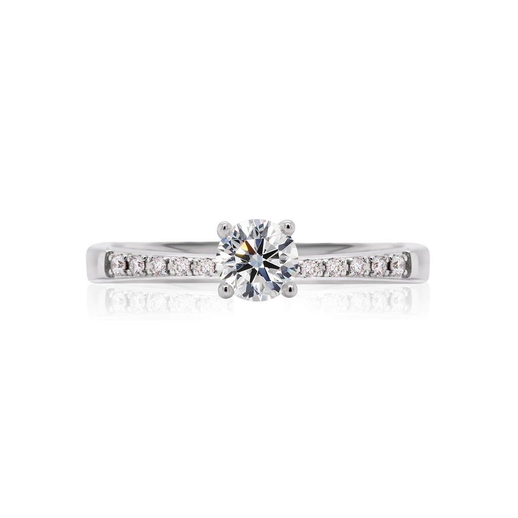 [CYC] Anillo de Compromiso Diamond Love con un diamante natural Corte Ideal Original 1/3ct VS2/I y adornado con 0.08ct diamantes naturales en oro blanco 18K