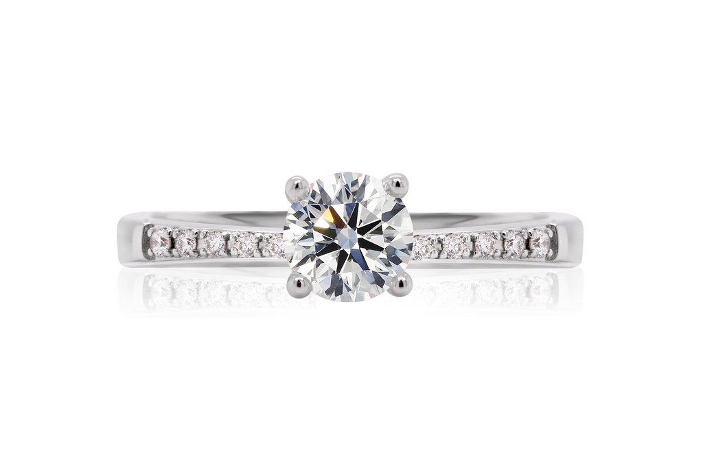 [CYC] Anillo de Compromiso Diamond Love con un diamante natural Corte Ideal Original 2/3ct VS2/I y adornado con 0.08ct diamantes naturales en oro blanco 18K