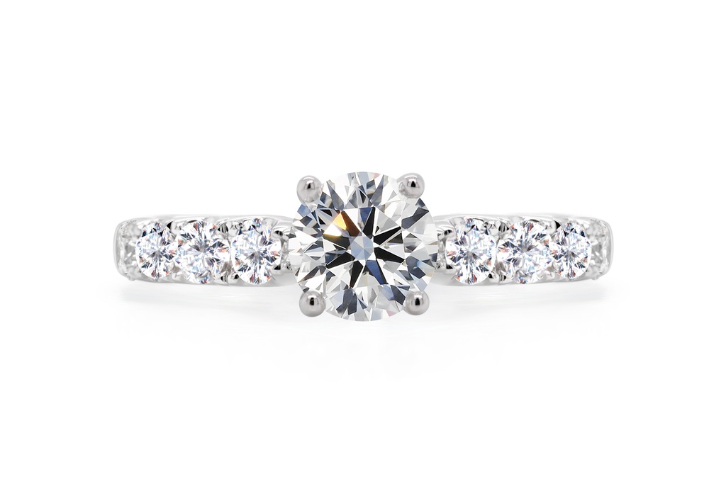 [CYC] Anillo de Compromiso Forever con un diamante natural Corte Ideal Original 3/4ct VS2/I y adornado con 1.01ct diamantes naturales VS/G en oro blanco 18K